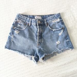 ZARA High Waist Cut Off Distressed Denim Shorts size 2